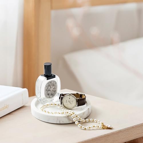 Natural Marble Tray for Rings and Jewelry 59 Inch Round Decorative Dish