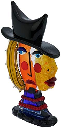 Glass Of Venice Murano Glass Picasso Head of A Woman with Black Hat