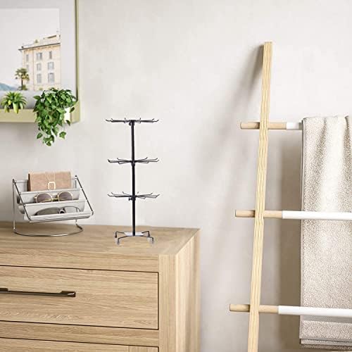 HomeToDou 3 Tier Rotating Jewelry Display Stand with Hooks