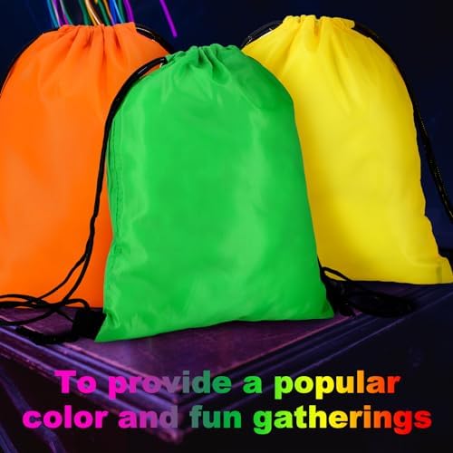 Abbylike 24-Piece Neon Drawstring Party Bags Set