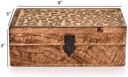 Kaizen Casa Jewelry Box Mango Wood Floral Design