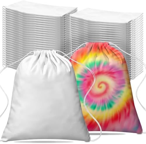 50 Pcs Tie Dye Cotton Drawstring Bags DIY Kit