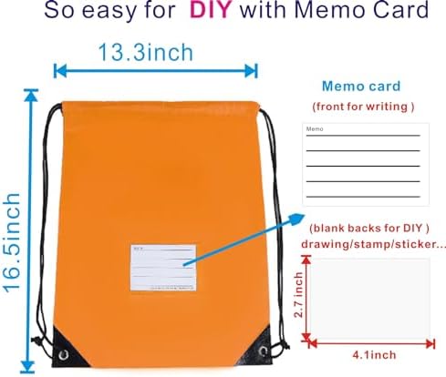 Drawstring Backpack Bulk 30 Packs Gym Travel Sports Bag with Memo Card