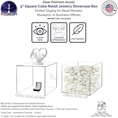 9 Inch Acrylic Display Riser Box No Lid Clear Square Jewelry Box Storage Platform