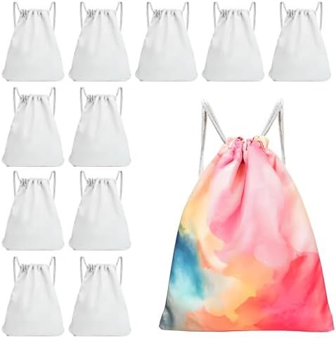 12 Pcs White Tie Dye Drawstring Tote Bags Set