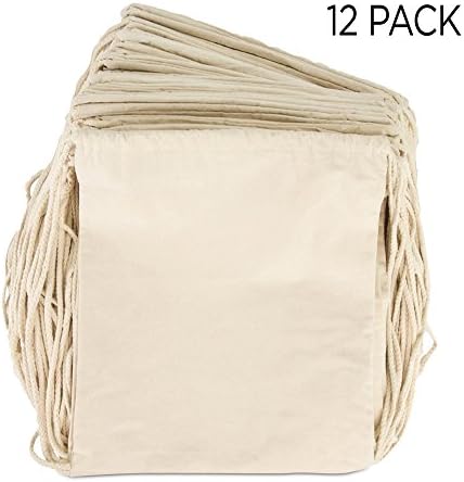 DALIX Canvas Drawstring Backpack 12 Pack Natural