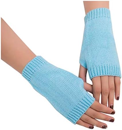 Half Finger Elbow Knitted Gloves Warm Winter Crochet Stretchy Fingerless Gloves for Typing and Driving