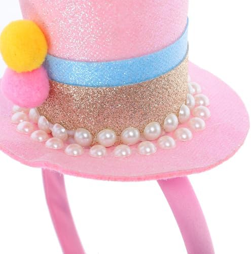LUOZZY Mini Pink Sequin Headband Birthday Party Hat Costume Accessory for Women Girls