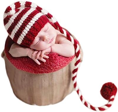 Vemonllas Baby Photo Props Christmas Santa Red Hat for Newborn Photoshoot