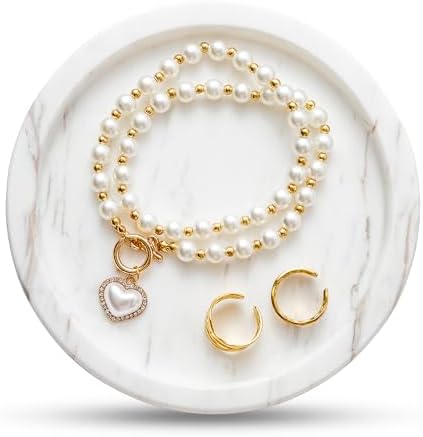 Natural Marble Tray for Rings and Jewelry 59 Inch Round Decorative Dish