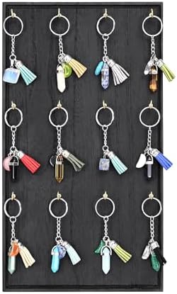 Ikee Design Wooden Jewelry Display Stand with 12 Hooks Black