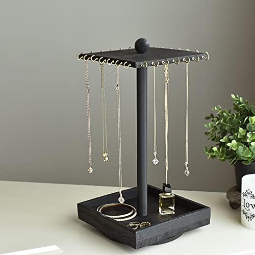 Ikee Design Wooden Rotating Jewelry Display Tower