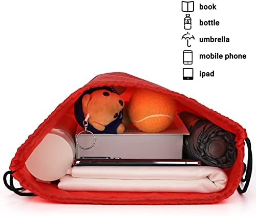 12 Piece Red Drawstring Bags for Gym and Travel