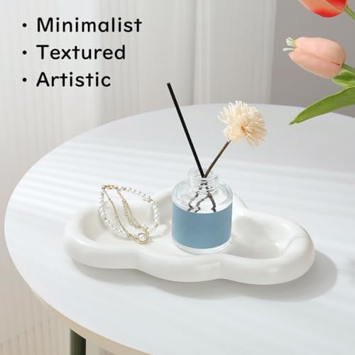Matte White Ceramic Jewelry Tray for Home Decor