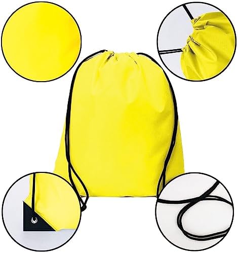 CODOBON 20 Pcs Yellow Drawstring Backpack Bulk Bags for Gym Sports
