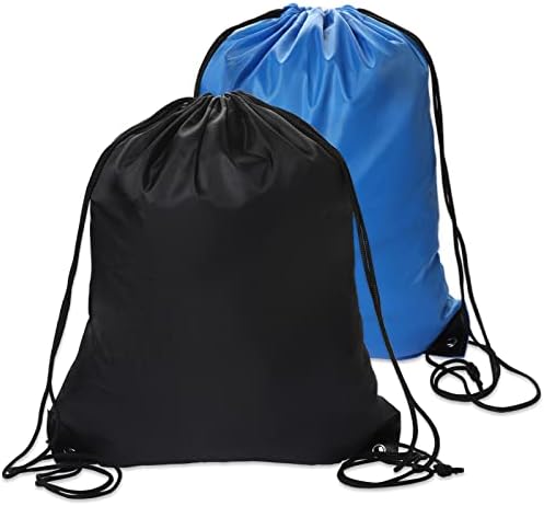 Sliverdew 2PCS Drawstring Gym Bags Black Travel Backpack for Sports and Outdoor Activities