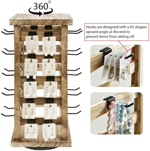 Ikee Design Wood Rotating Earring Display Stand