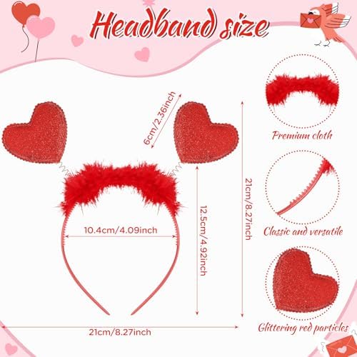 4 Piece Heart Headbands and Sunglasses Valentines Day Costume Accessories Set