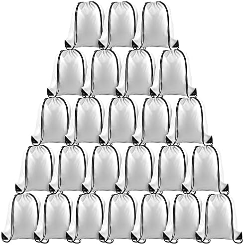 PLULON 25 Pcs White Drawstring Gym Bags
