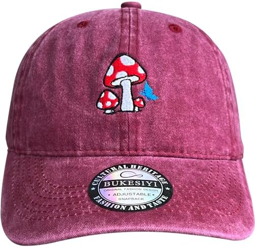 Mushroom Embroidered Snapback Hat for Men Women