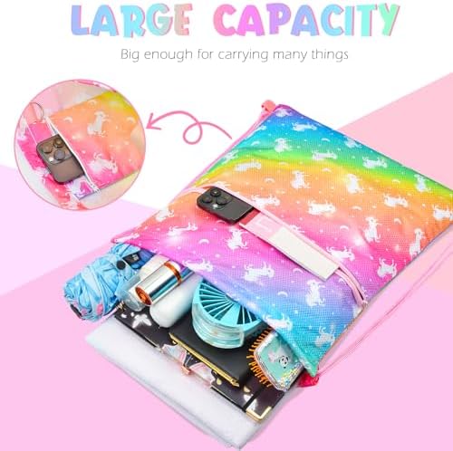Fiodrimy Drawstring Backpack for Kids Unicorn Print
