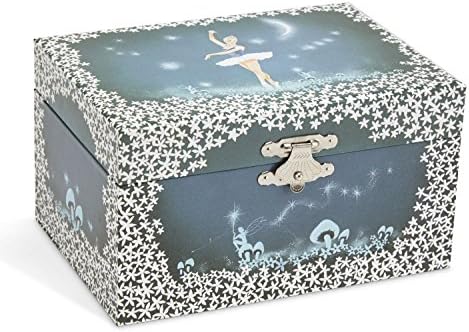 Jewelkeeper Girls Musical Jewelry Storage Box with Twirling Fairy Blue and White Star Design