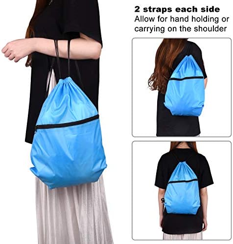 KUUQA 12Pcs Drawstring Gym Bag with Zipper Pocket
