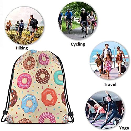 Beabes Colorful Doughnut Drawstring Gym Backpack for Men Women