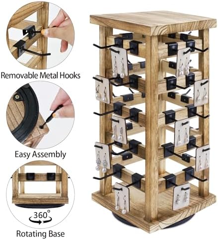 Ikee Design Wood Rotating Earring Display Stand