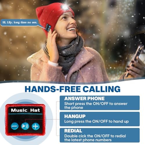 Bosttor Bluetooth Beanie with LED Light and Headphones