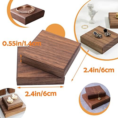 Cuyacili 2pcs Walnut Square Risers Jewelry Display Stand