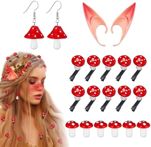 Misdary 18 Pcs Mushroom Hair Accessories Set