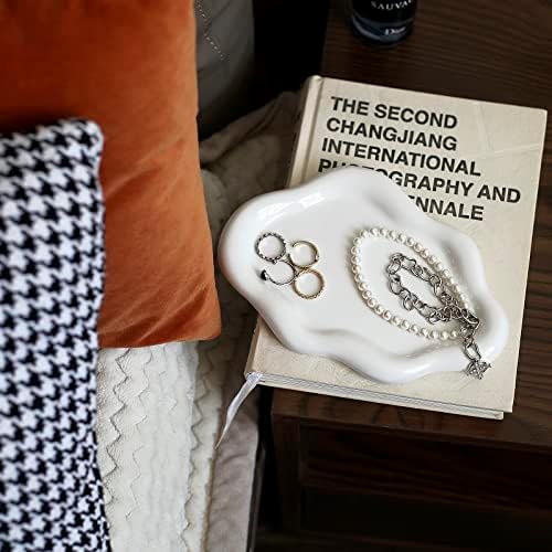 Cloud Shape Ceramic Jewelry Tray for Women White