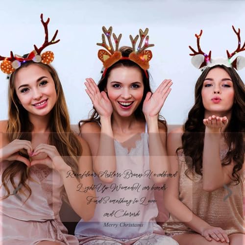 Fdesigner Light Up Reindeer Headband Brown Christmas Accessory