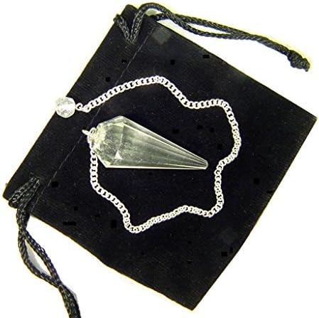 Butw Natural 12 Facet Brazilian Quartz Gemstone Pendulum with Velvet Bag