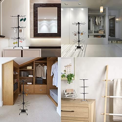 HomeToDou 3 Tier Rotating Jewelry Display Stand with Hooks
