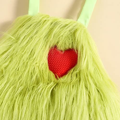 Baby Christmas Costume Santa Claus Green Furry Monster Romper Onesie