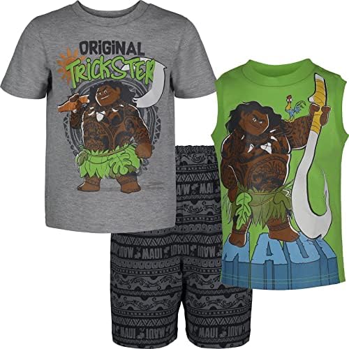Disney Moana Maui French Terry Graphic T-Shirt and Shorts 3 Piece Set for Boys