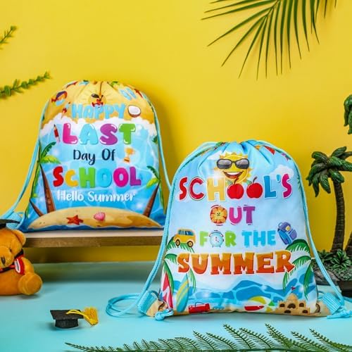 Kacctyen 30 Pcs Summer Drawstring Gift Bags for Graduation and Classroom Parties