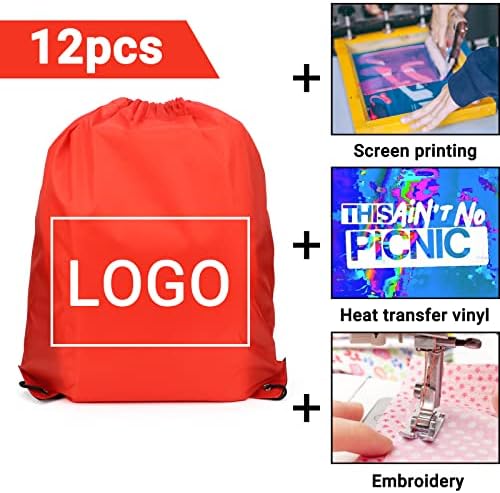12 Piece Red Drawstring Bags for Gym and Travel