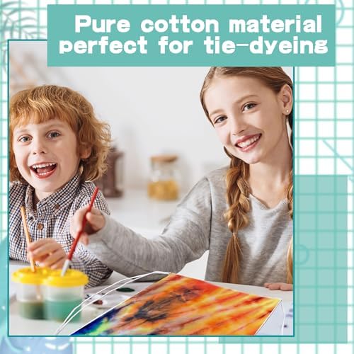 15 Pcs White Cotton Drawstring Bags for Tie Dye DIY