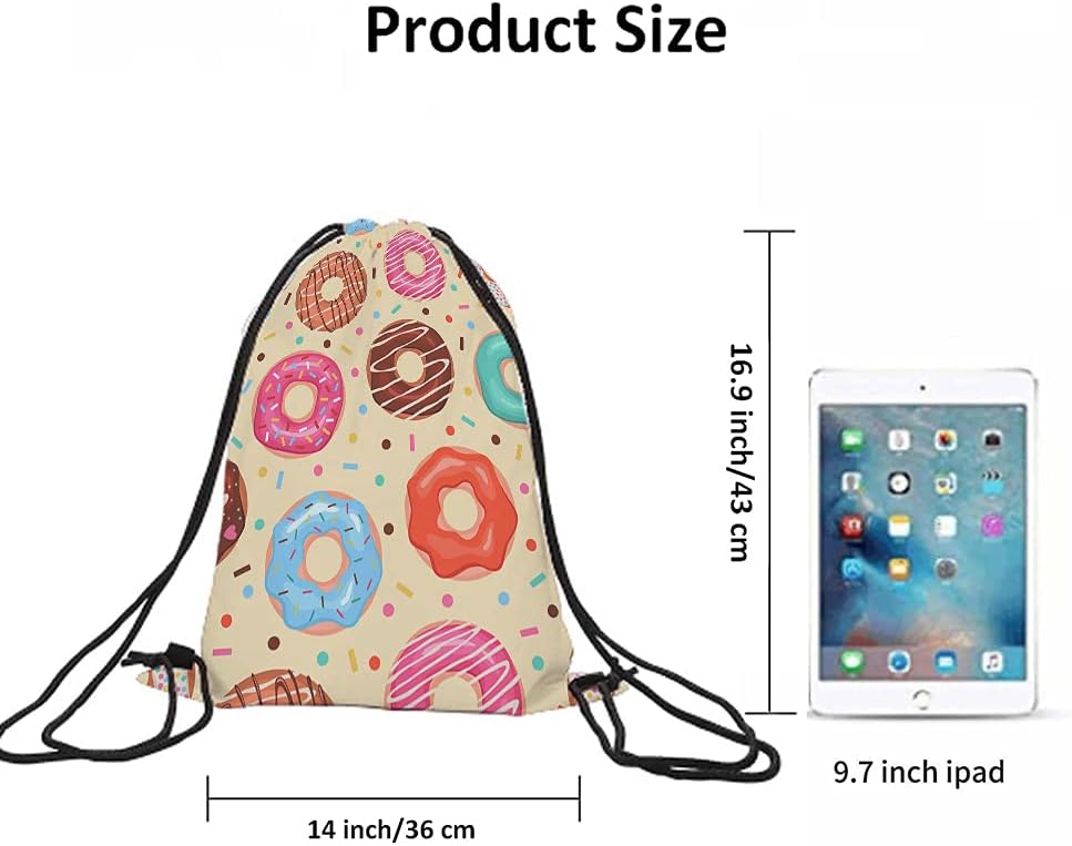 Beabes Colorful Doughnut Drawstring Gym Backpack for Men Women