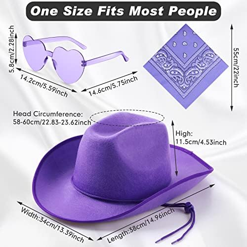 36 Pieces Adult Cowboy Hat with Bandanna and Heart Sunglasses Unisex Western Costume
