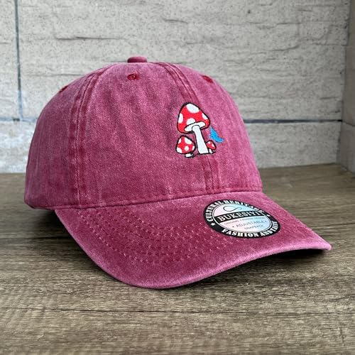 Mushroom Embroidered Snapback Hat for Men Women