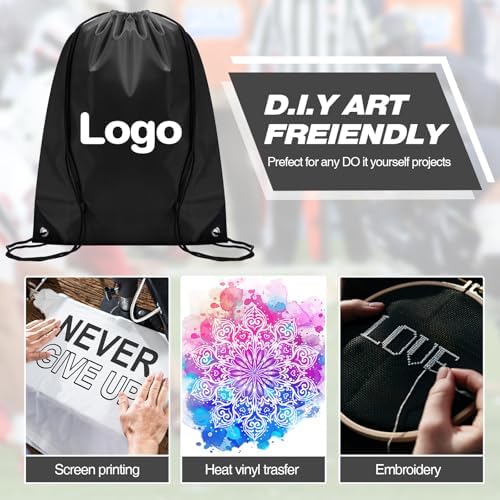Shappy 150 Pcs Black Drawstring Gym Backpack Set