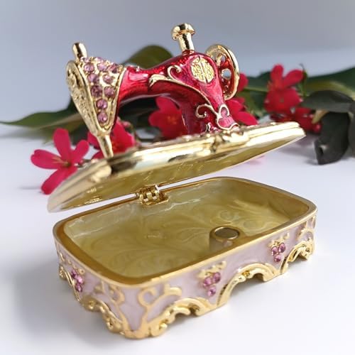 Pink Rhinestone Sewing Machine Ornament with Magnetic Closure