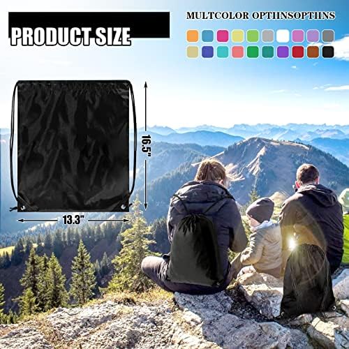 60 Pieces Drawstring Gym Bags for Travel and Party Black