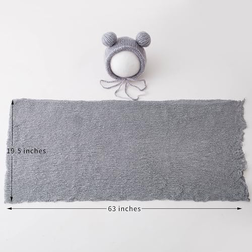 Newborn Baby Photography Props Hat Wrap Set Light Gray