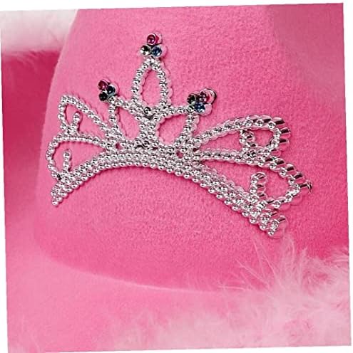 Pink Red Cowboy Hat with Glitter Tiara Crown for Girls