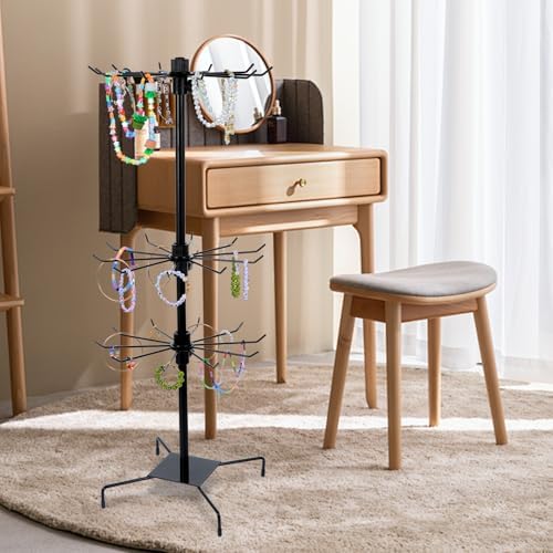2 Pcs Rotating Jewelry Display Rack with Hooks for Earrings and Necklaces